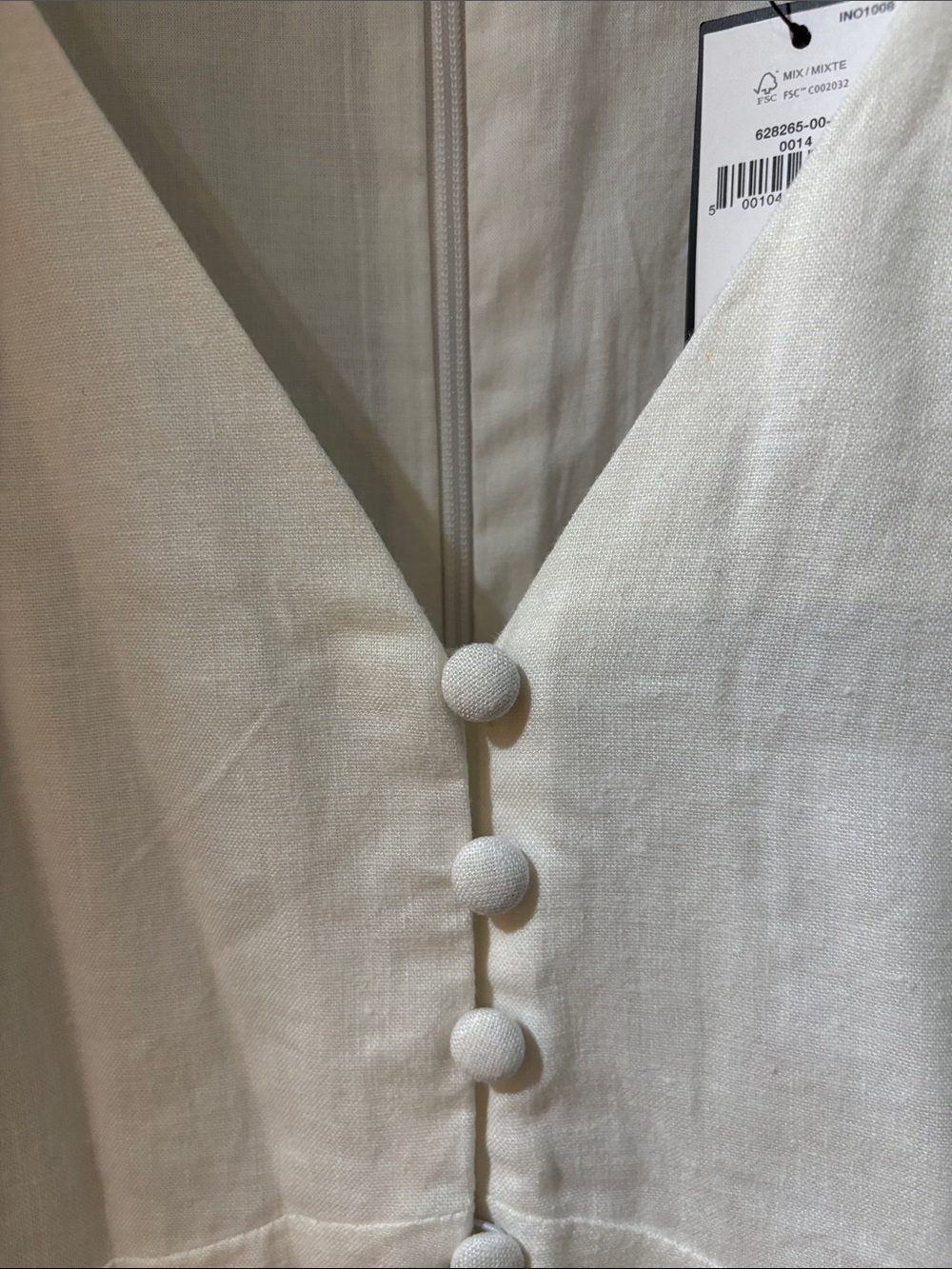 Banana Republic Cream Button-Front V-Neck Midi Dress - Picture 3 of 5
